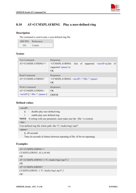 this SIM5218 AT command manual - Cooking Hacks