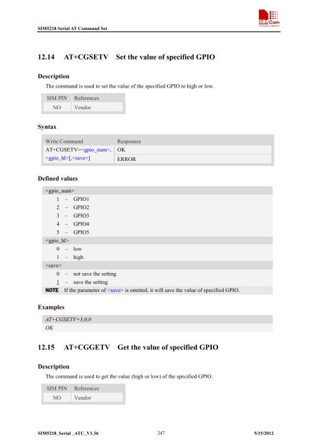 this SIM5218 AT command manual - Cooking Hacks