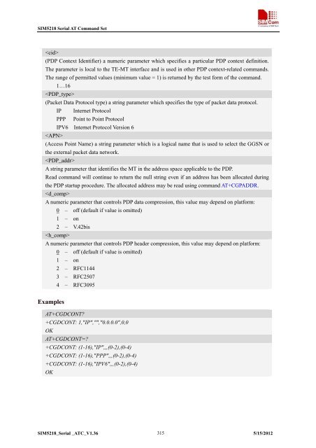 this SIM5218 AT command manual - Cooking Hacks