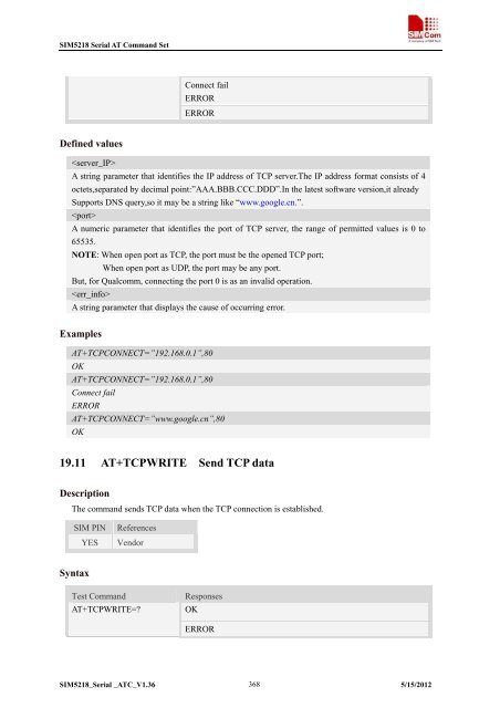 this SIM5218 AT command manual - Cooking Hacks