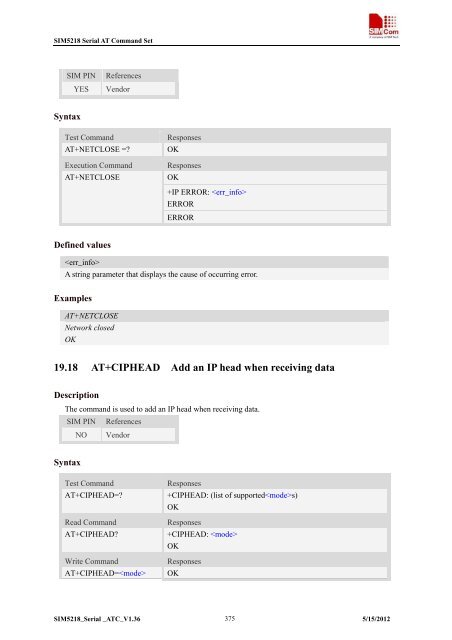 this SIM5218 AT command manual - Cooking Hacks