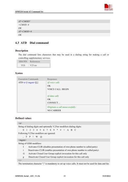 this SIM5218 AT command manual - Cooking Hacks