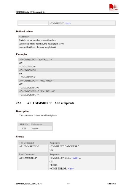 this SIM5218 AT command manual - Cooking Hacks