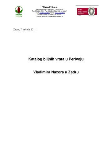 Katalog biljnih vrsta u Perivoju Vladimira Nazora u ... - Natura Jadera