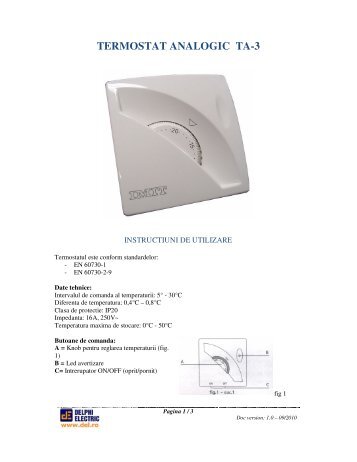 TERMOSTAT ANALOGIC TA-3 - Delphi Electric