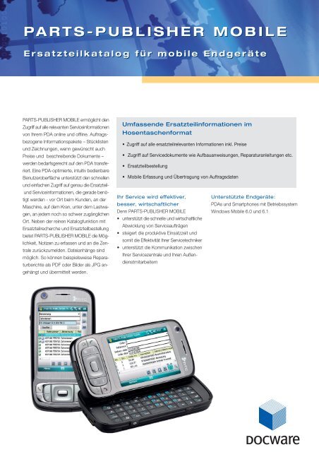 PARTS-PUBLISHER MOBILE Ersatzteilkatalog für ... - Docware GmbH