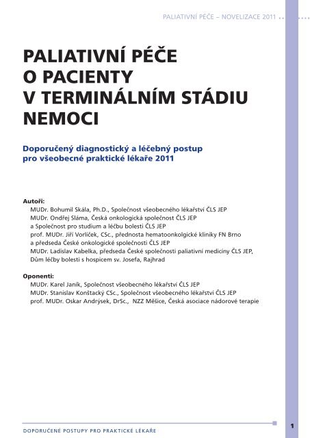 paliativnÃ­ pÃ©Äe o pacienty v terminÃ¡lnÃ­m stÃ¡diu nemoci - SpoleÄnost ...