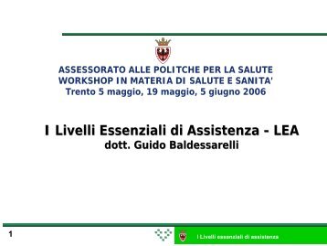 livelli essenziali di assistenza - Trentino Salute