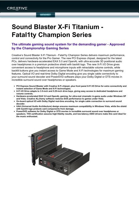 Sound Blaster X-Fi Titanium - Fatal1ty Champion Series - MgManager