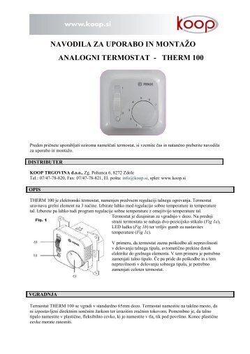 navodila za uporabo in montaÅ¾o analogni termostat - therm 100