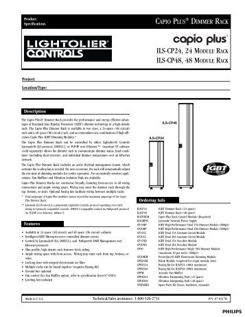 ils-cp24, 24 module rack ils-cp48, 48 module rack - Philips Lighting ...