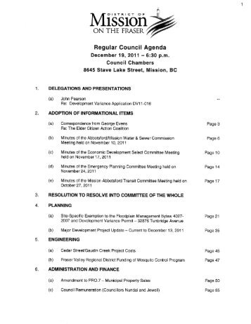 Regular Council Agenda - District of Mission