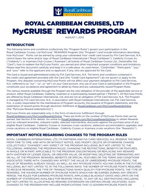 MyCRUISESM REWARDS PROGRAM - Royal Caribbean ...