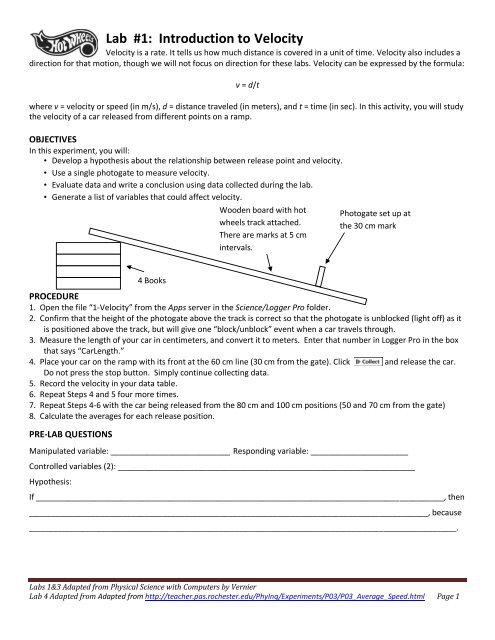 Lab #1: Introduction  to Velocity - NNM-Science