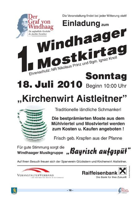 Mitteilungsblatt der Gemeinde Windhaag bei Perg vom 22. Juni 2010