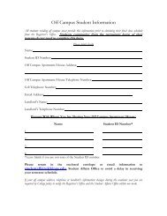 Off campus Student Information Form - King's College