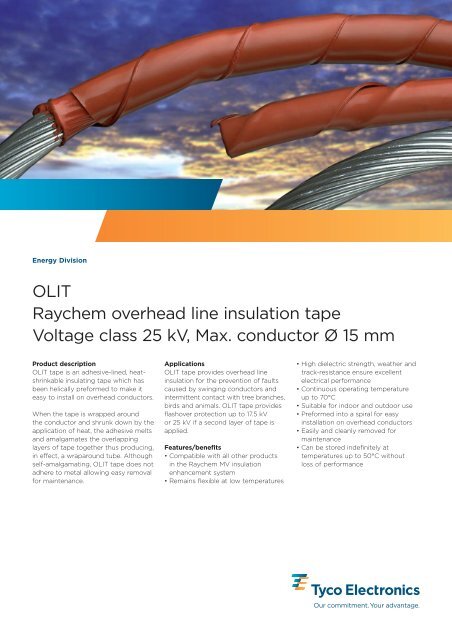 OLIT Raychem overhead line insulation tape Voltage class 25 kV ...