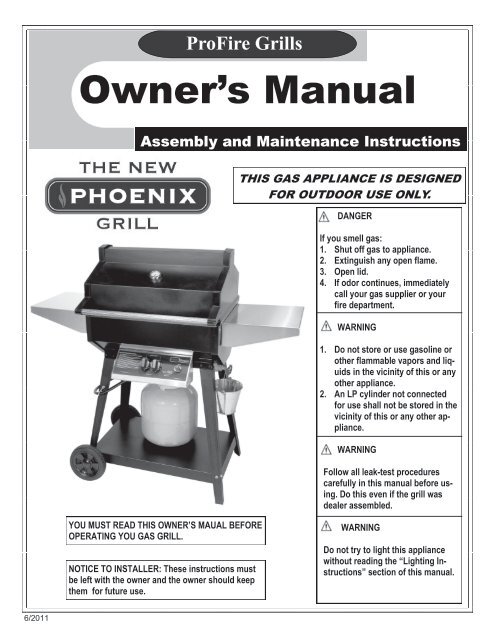 Owner's Manual - New Phoenix Grill