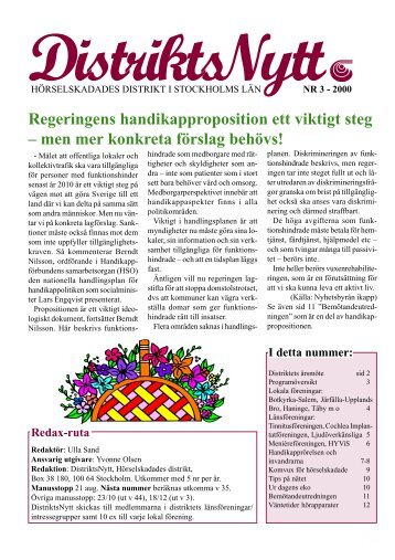 nr 3 - HÃ¶rselskadades distrikt i Stockholms lÃ¤n