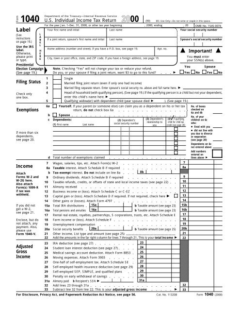 Form 1040 Internal Revenue Service