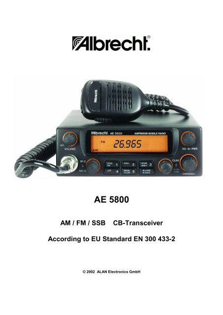 AE 5800 AM / FM / SSB Cb-Transceiver According to EU Standard ...