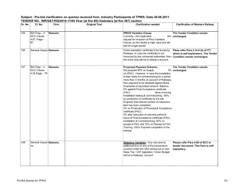 Download Tender Document Corrigendum - Western Railway ...