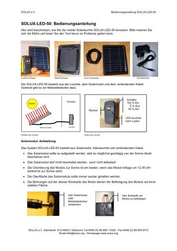 SOLUX-LED-50: Bedienungsanleitung