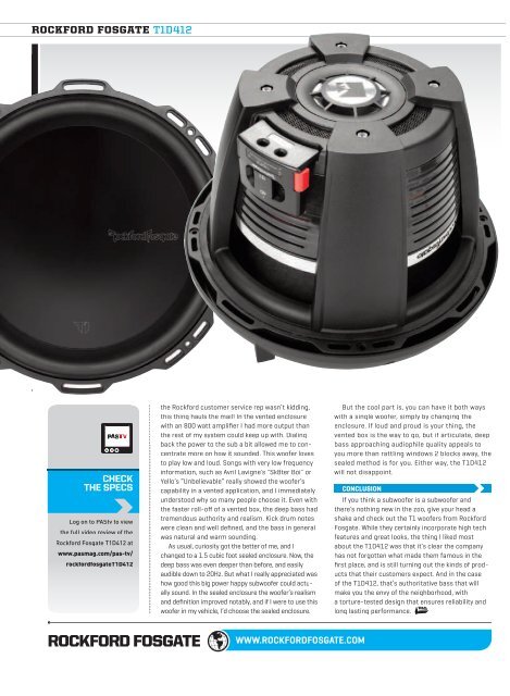 ROCKFORD FOSGATE T1D412 SUBWOOFER AS SEEN IN ISSUE ...