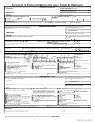 Formulario de Registro de Nacimientos pardel Estado de Washington