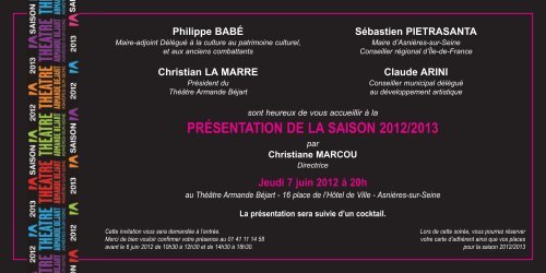 prÃ©sentation de la saison 2012/2013 - Le ThÃ©Ã¢tre Armande BÃ©jart