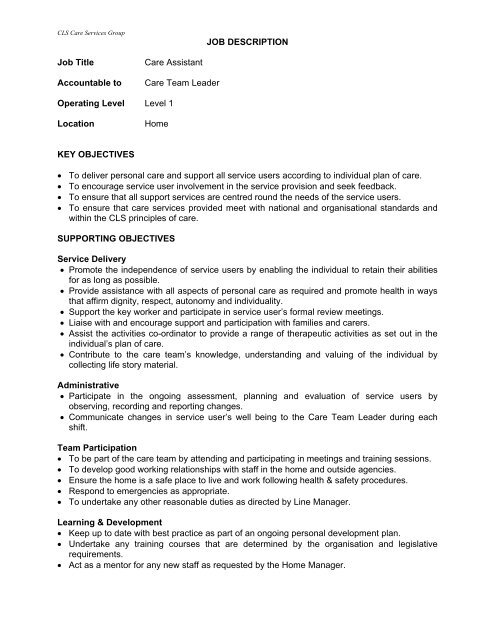 Job Description Cls Care Services