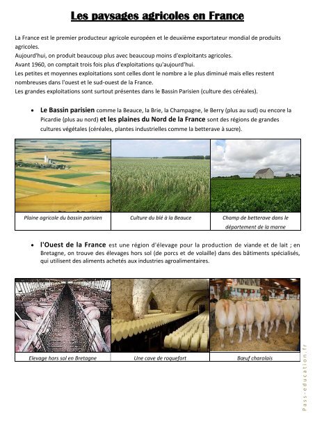 Les paysages agricoles en France - Pass Education