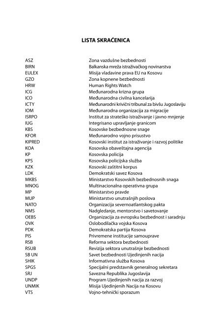 Analiza Konteksta za Reformu Sektora Bezbednosti na ... - QKSS