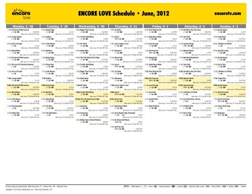 ENCORE LOVE Schedule - June, 2012 - Starz