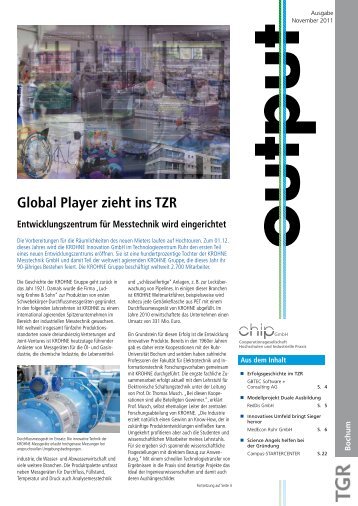 Global Player zieht ins TZR - Technologiezentrum Ruhr