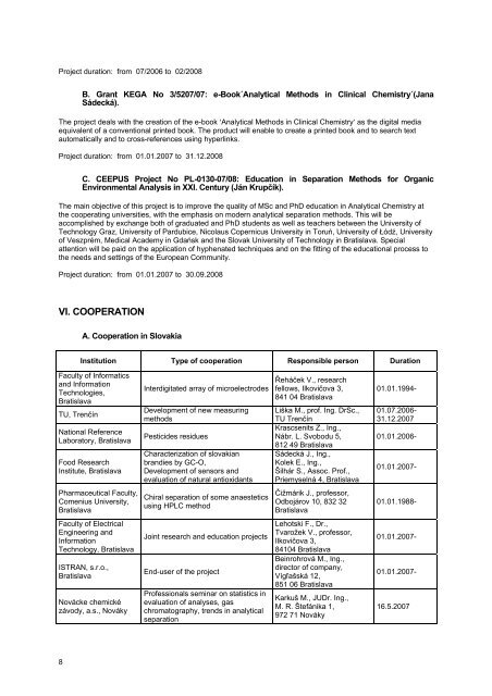 rok 2007 - Fakulta chemickej a potravinÃ¡rskej technolÃ³gie