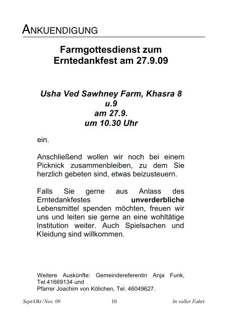 Evang. Gemeindebrief (Nr.77, Sept. - Nov. 2009)