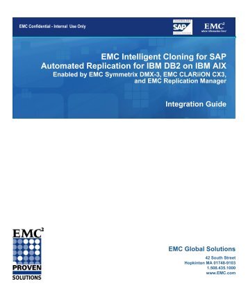 EMC Intelligent Cloning for SAP Automated Replication for IBM DB2 ...
