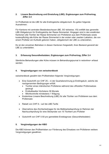 Anhang Vertrag Nachzuchtprüfung KB-Stiere - Swissherdbook