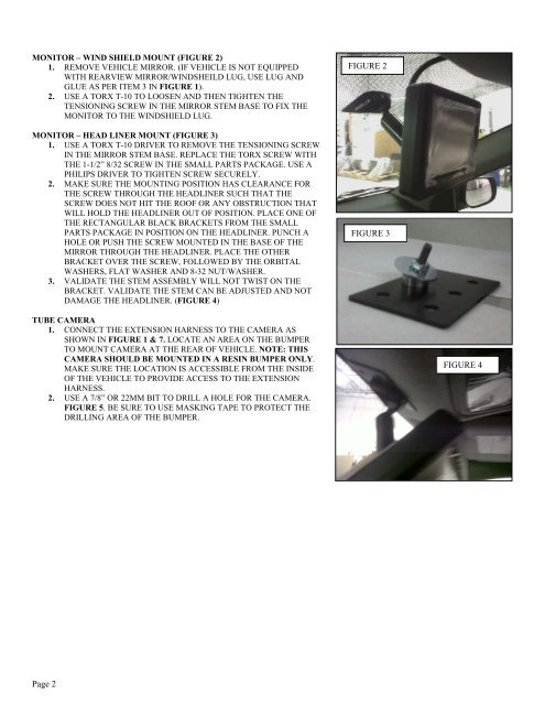 Rostra RearSightTM 250-8069/250-8085 Installation Instructions