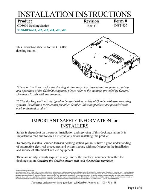 Installation Guide - Gamber Johnson