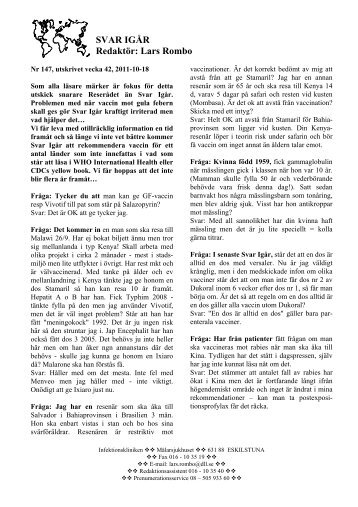 Nr 147. V 42 2011 - Infektion.net