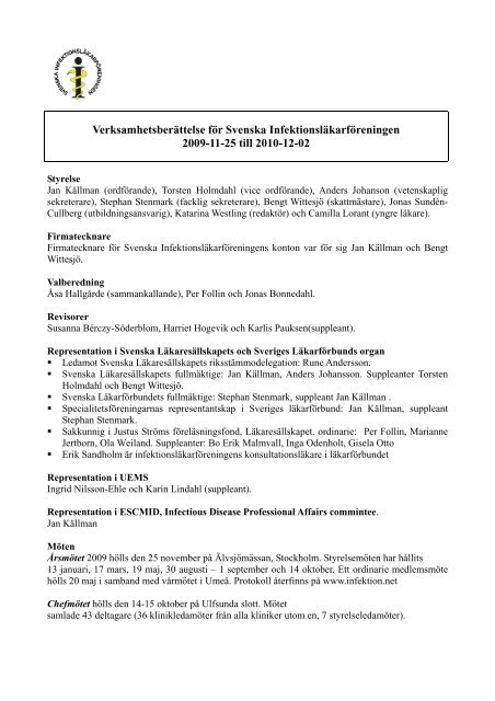 VerksamhetsberÃ¤ttelse 2010 - Infektion.net