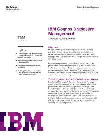 IBM Cognos Disclosure Management Data Sheet - nexDimension