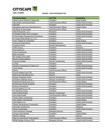 Sample â Past Participants List - IIR Middle East