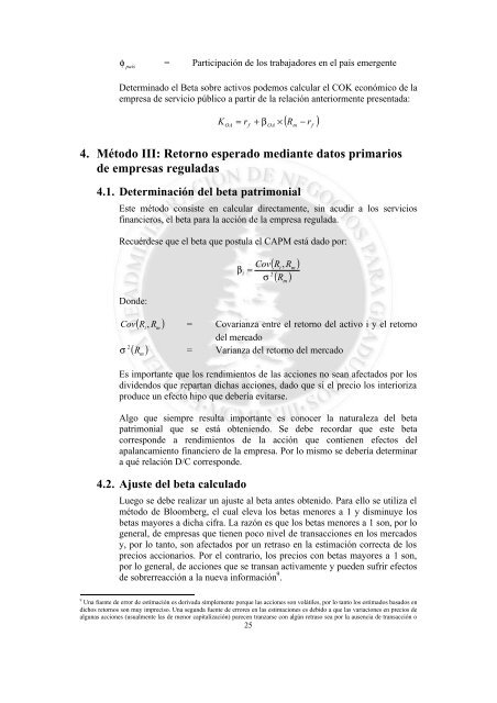 El costo de capital en sectores regulados y mercados ... - Esan