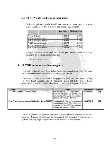 El costo de capital en sectores regulados y mercados ... - Esan