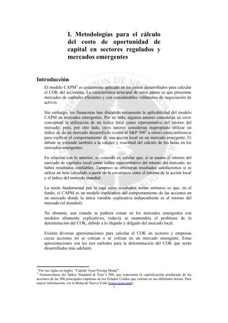 El costo de capital en sectores regulados y mercados ... - Esan