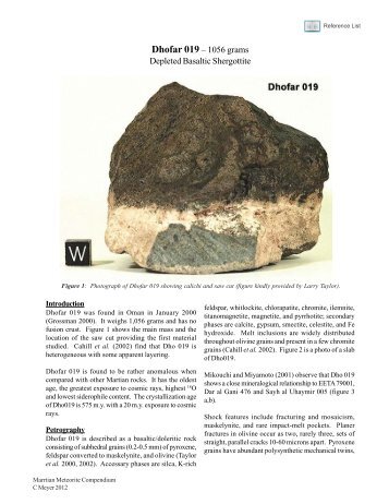 Dhofar 019 â 1056 grams Depleted Basaltic Shergottite