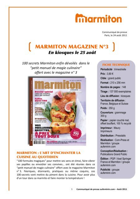 MARMITON MAGAZINE N 3 - Aufeminin.com